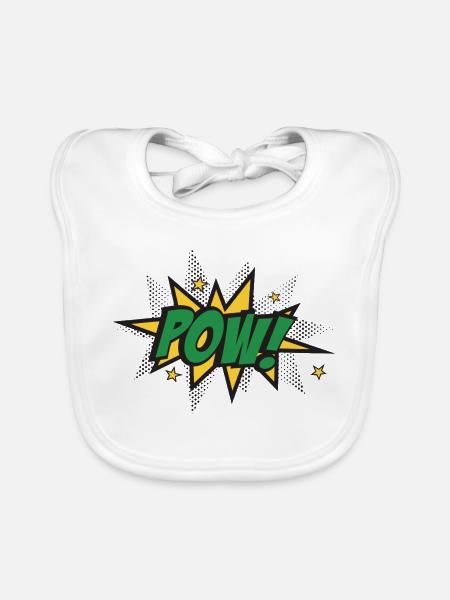 Pow Burst Pop Art - Baby Bio-Lätzchen - Weiß - Vorne