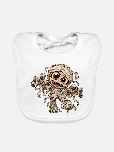 Mumie - Monster unter dem Bett Party - Baby Bio-Lätzchen - Weiß - Vorne