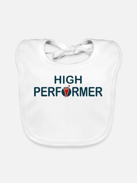 High Performer – Starkes Motiv - Baby Bio-Lätzchen - Weiß - Vorne