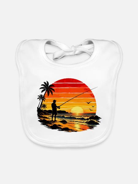 Sunset Fisherman-Silhouette - Baby Bio-Lätzchen - Weiß - Vorne