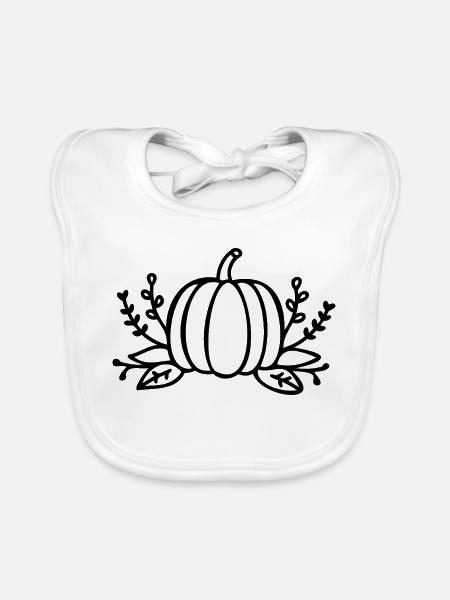 Line Art Kürbis Halloween Herbst - Baby Bio-Lätzchen - Weiß - Vorne