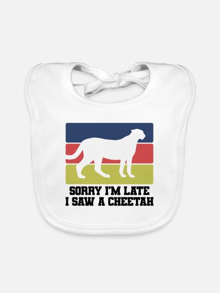 Sorry I’m Late – Gepard - Baby Bio-Lätzchen - Weiß - Vorne