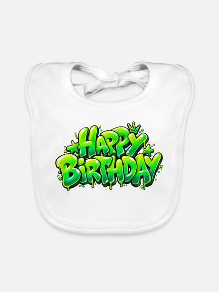 Happy Birthday Graffiti Slime: Zu stilvoll! - Baby Bio-Lätzchen - Weiß - Vorne