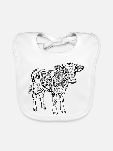 Kuh Kalb Geschenk Bauern Landwirte  - Baby Bio-Lätzchen - Weiß - Vorne