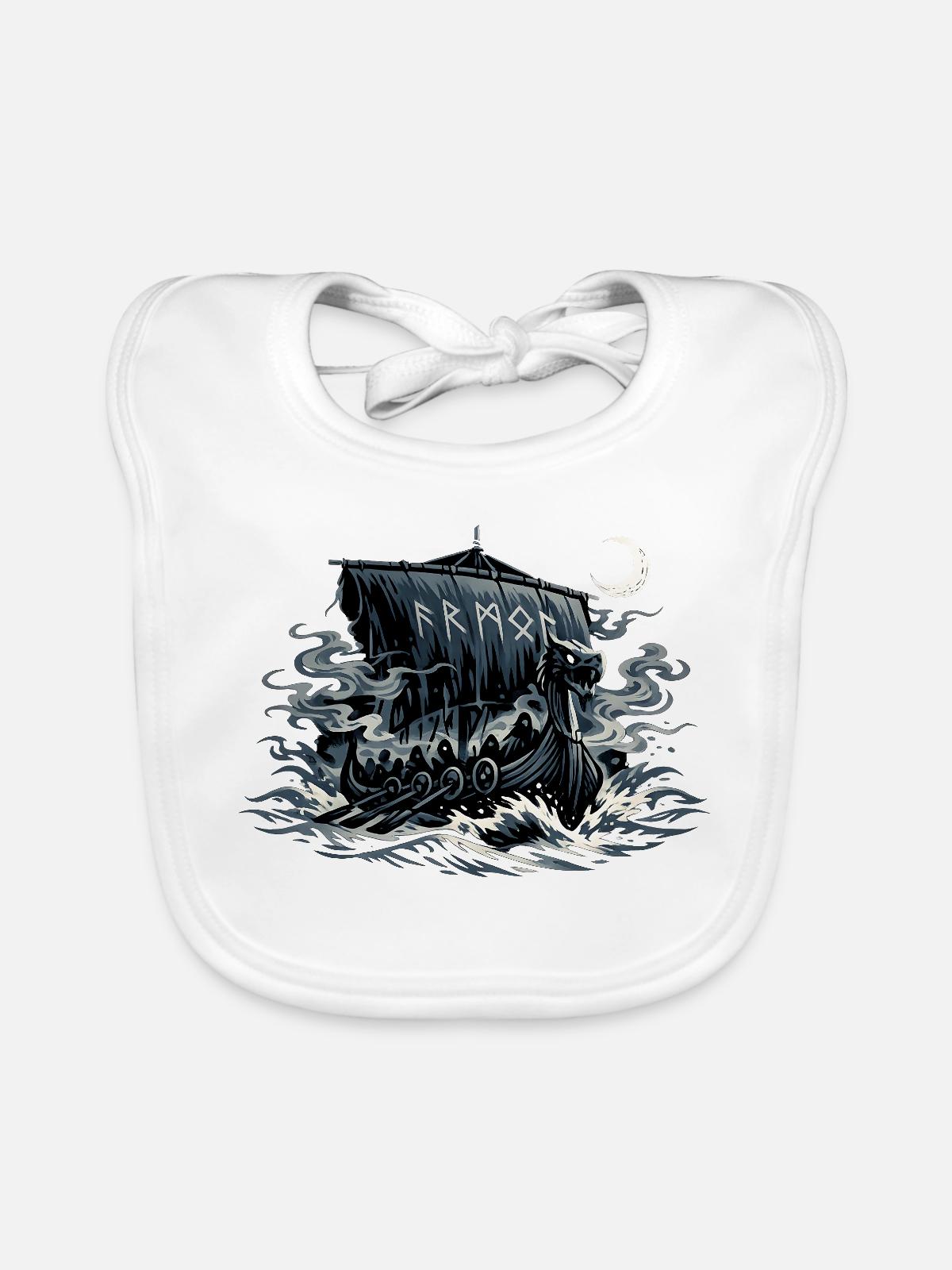 Nachtviking Drachenboot - Baby Bio-Lätzchen - Weiß - Vorne