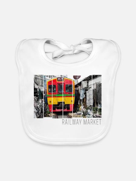 Railway Market Mae Klong in Thailand Souvenir - Baby Bio-Lätzchen - Weiß - Vorne