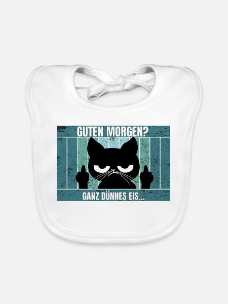 Katze Morgenmuffel - Baby Bio-Lätzchen - Weiß - Vorne