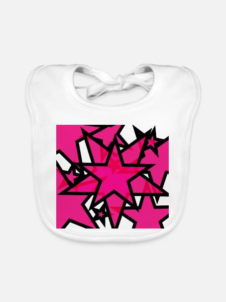 Kaleidoskopische Sternenexplosion Pink - Baby Bio-Lätzchen - Weiß - Vorne
