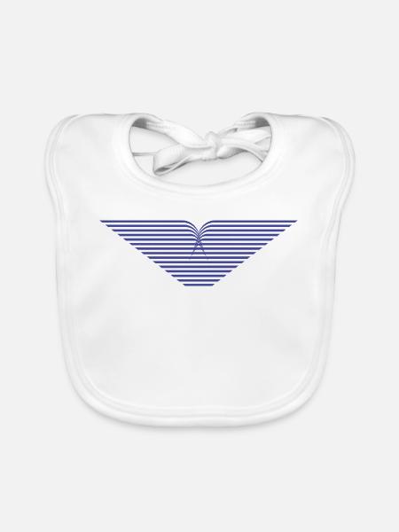 Blaues Strahlen-V Design - Baby Bio-Lätzchen - Weiß