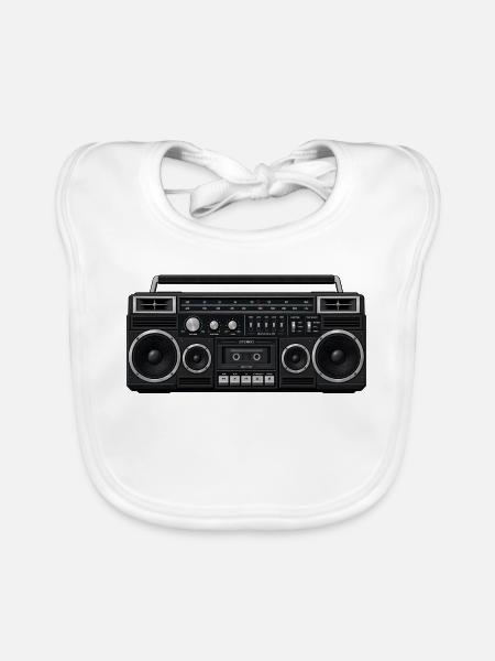 80s Boombox - Baby Bio-Lätzchen - Weiß - Vorne