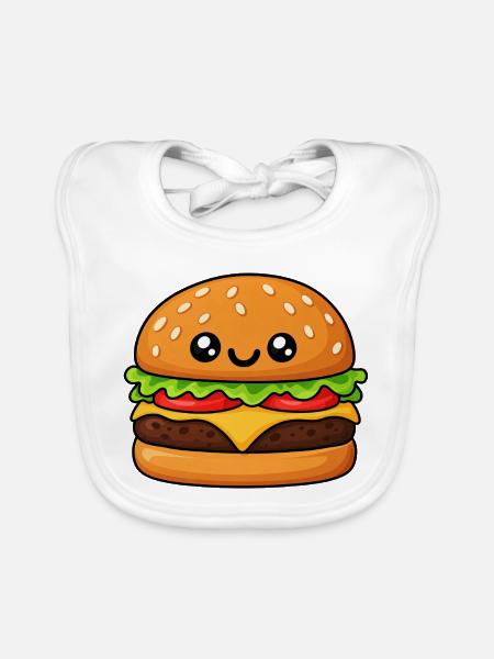 Kuscheliger Hamburger Cartoon - Baby Bio-Lätzchen - Weiß - Vorne