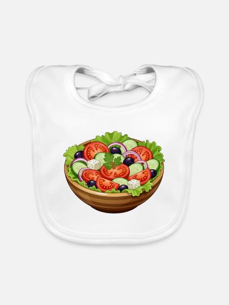 Frischer Tomaten Salat Cartoon - Baby Bio-Lätzchen - Weiß - Vorne