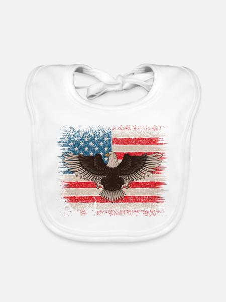 Weißkopfseeadler USA Flagge Amerikanischer Adler  - Baby Bio-Lätzchen - Weiß - Vorne