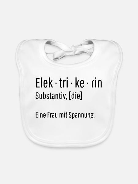Elektrikerin Substantiv Definition Geschenk - Baby Bio-Lätzchen - Weiß - Vorne