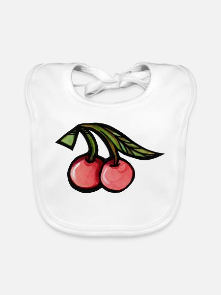 Vibrant Cherries Aquarell Duo - Baby Bio-Lätzchen - Weiß - Vorne