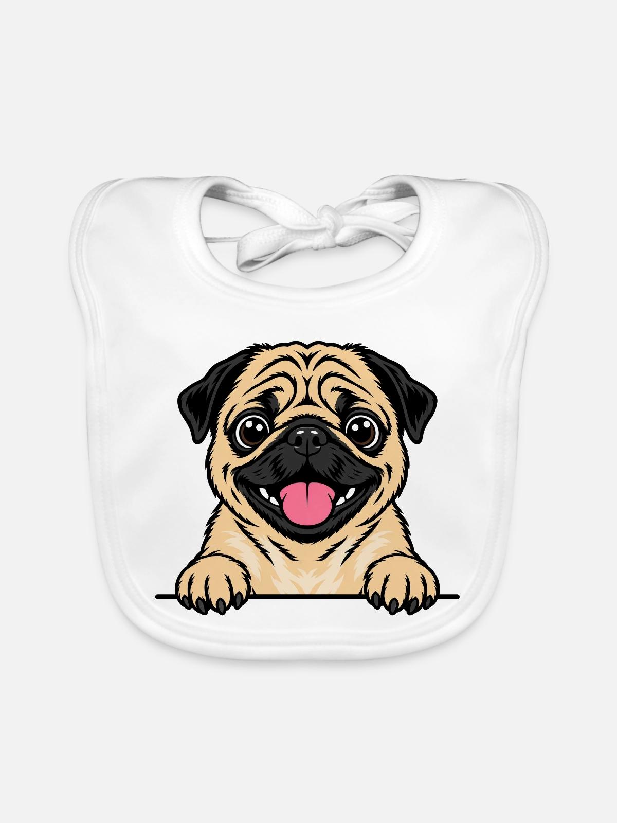 Mops - Baby Bio-Lätzchen - Weiß - Vorne