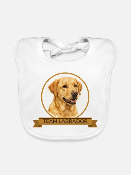 Team Labrador Retriever - Baby Bio-Lätzchen - Weiß - Vorne