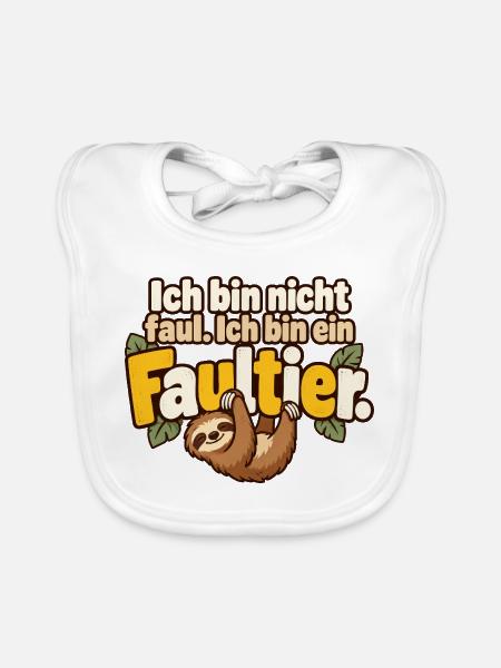 Faultier Spruch Humor Gemütlichkeit - Baby Bio-Lätzchen - Weiß - Vorne