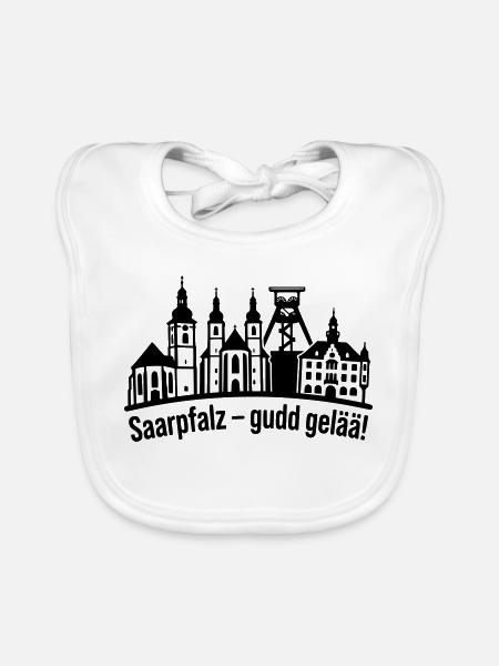 Saarpfalz Stadt Silhouette - Baby Bio-Lätzchen - Weiß - Vorne