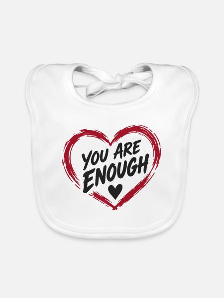 You Are Enough – Herz der Selbstliebe - Baby Bio-Lätzchen - Weiß - Vorne