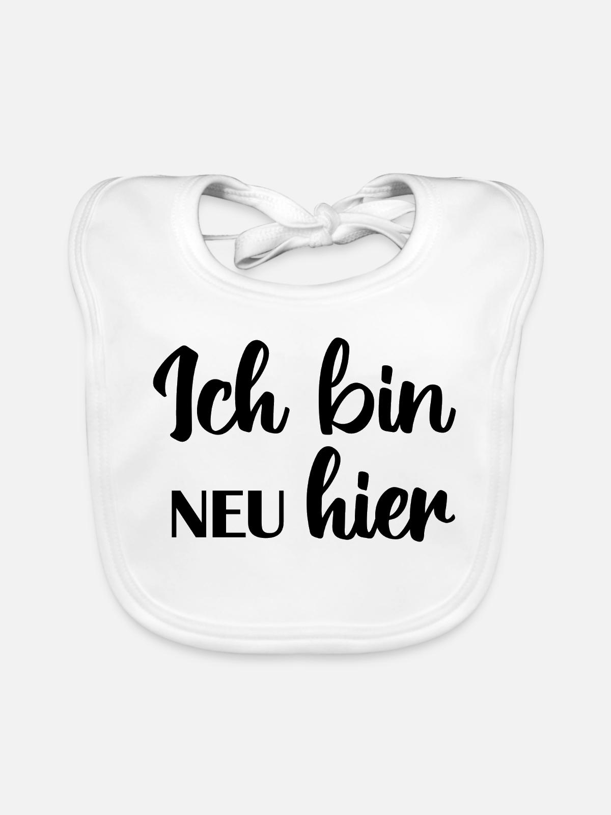 Ich bin neu hier - Baby Bio-Lätzchen - Weiß - Vorne