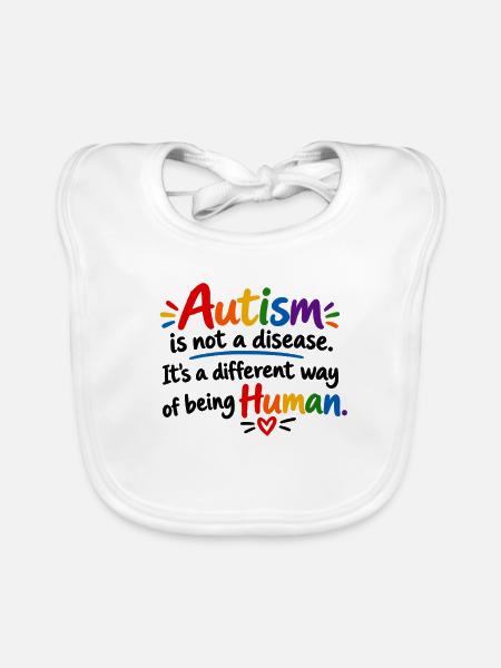 Autismus Akzeptanz Regenbogen Design - Baby Bio-Lätzchen - Weiß - Vorne