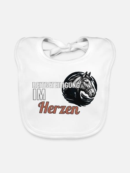 Reitbeteiligung im Herzen Geschenk für Pferdefreun - Baby Bio-Lätzchen - Weiß - Vorne