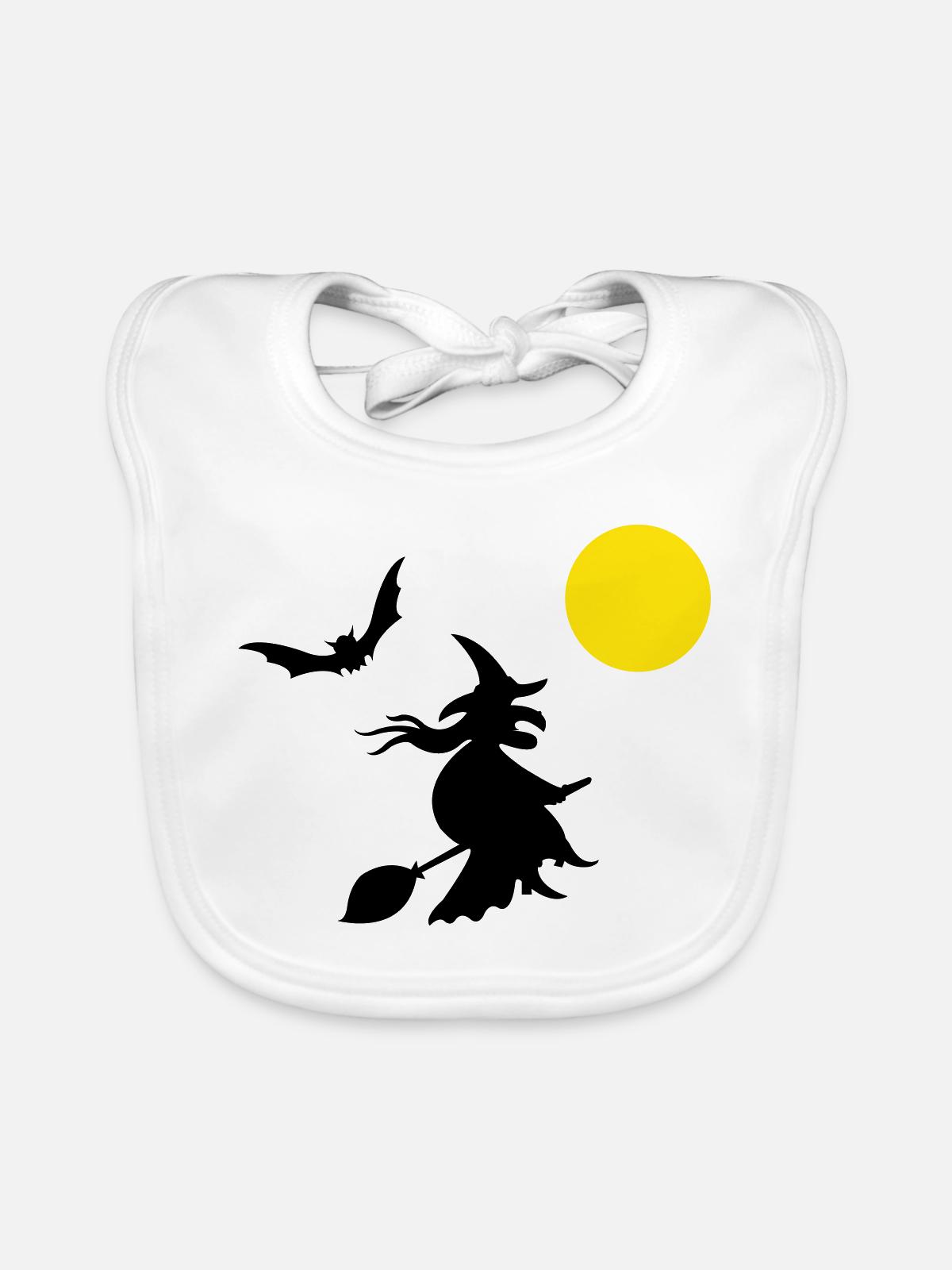hexe_halloween - Baby Bio-Lätzchen - Weiß - Vorne