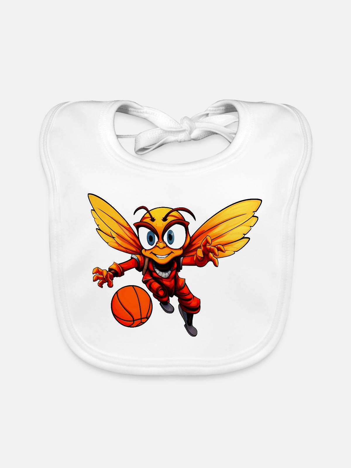 Biene Basketballer - Baby Bio-Lätzchen - Weiß - Vorne