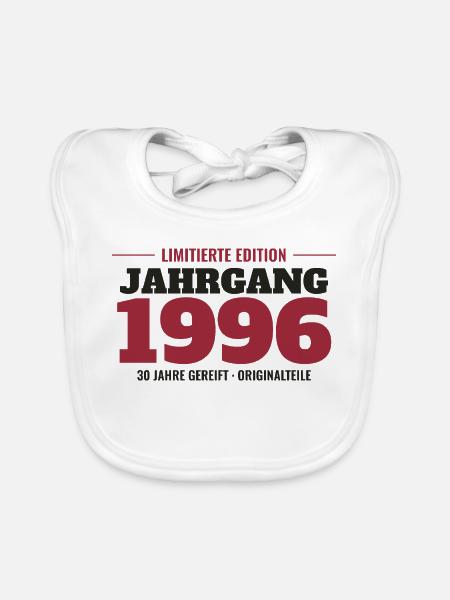 Jahrgang 1996 Limitierte Edition – 30. Geburtstag - Baby Bio-Lätzchen - Weiß - Vorne