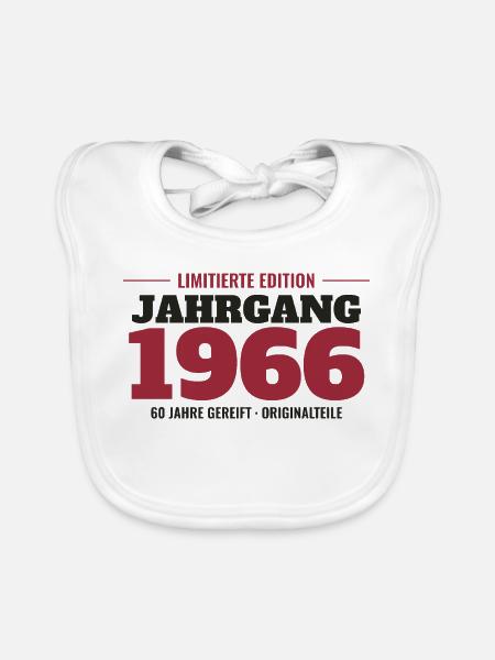 Jahrgang 1966 Limitierte Edition – 60. Geburtstag - Baby Bio-Lätzchen - Weiß - Vorne