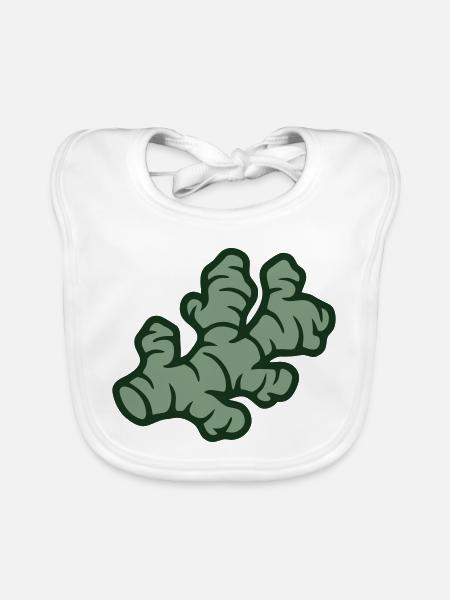 Ingwer Wurzel Grafik - Baby Bio-Lätzchen - Weiß - Vorne