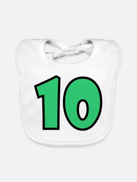 10. 10 JAHRE. 10-JÄHRIGES JUBILÄUM. 10-JÄHRIGES JUBILÄUM. - Baby Bio-Lätzchen - Weiß - Vorne