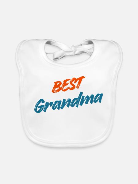 Beste Oma aller Zeiten – Retro Orange & Blue Typografie - Baby Bio-Lätzchen - Weiß - Vorne
