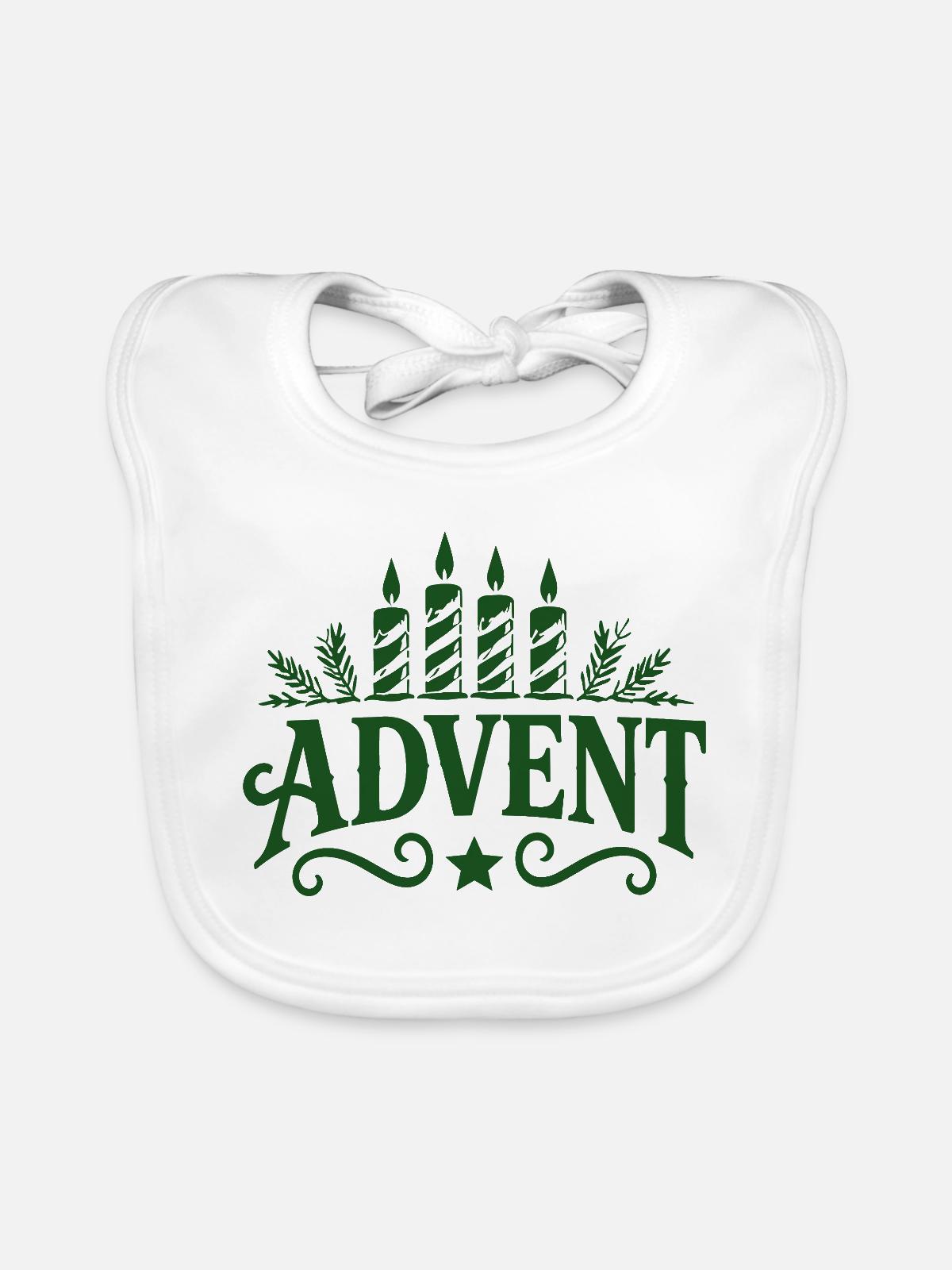 Advent Kerzen Zeit - Baby Bio-Lätzchen - Weiß - Vorne