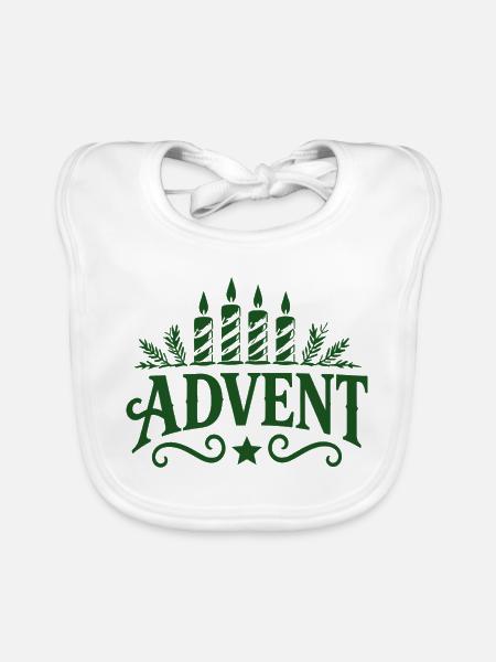 Advent Kerzen Zeit - Baby Bio-Lätzchen - Weiß - Vorne