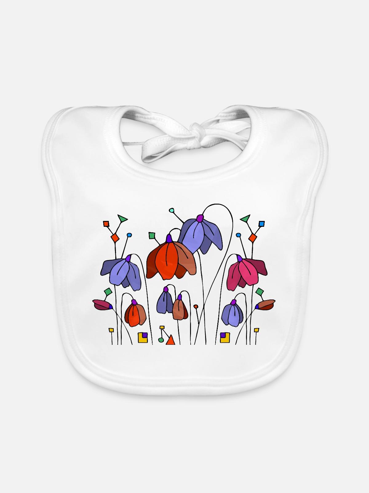 Blumen - Baby Bio-Lätzchen - Weiß - Vorne