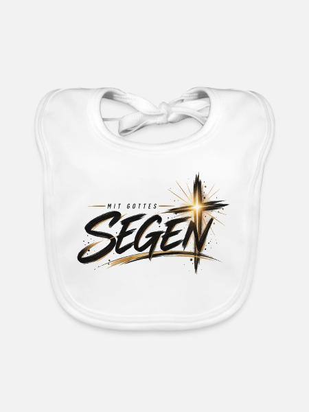 Göttlicher Segen mit Gott - Baby Bio-Lätzchen - Weiß - Vorne