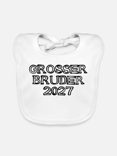 Großer Bruder 2027 Schriftzug handgezeichnet - Baby Bio-Lätzchen - Weiß