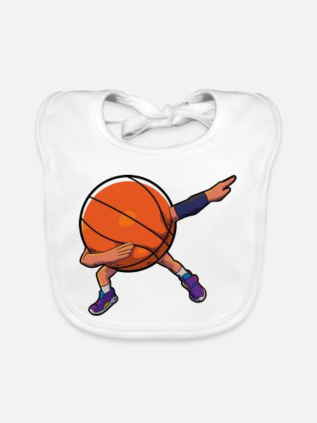 Basketball Dab - Baby Bio-Lätzchen - Weiß - Vorne