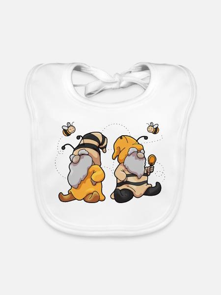 Bienen Humor Bee Happy - Baby Bio-Lätzchen - Weiß - Vorne