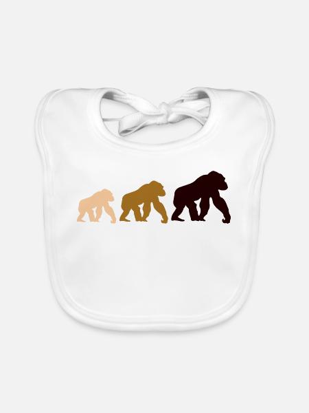 Dreier Gorillas Silhouetten - Baby Bio-Lätzchen - Weiß - Vorne