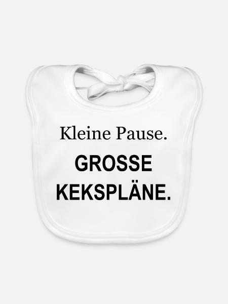 Kleine Pause – Große Kekspläne – schwarz - Baby Bio-Lätzchen - Weiß - Vorne