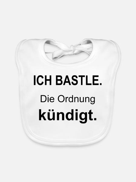 Ich bastle – Die Ordnung kündigt – schwarz - Baby Bio-Lätzchen - Weiß - Vorne