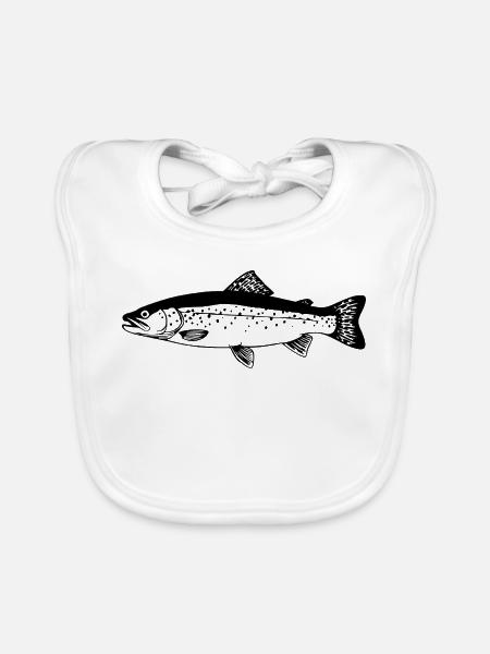 Forellen Angler Geschenk Idee Fliegenfischen - Baby Bio-Lätzchen - Weiß - Vorne