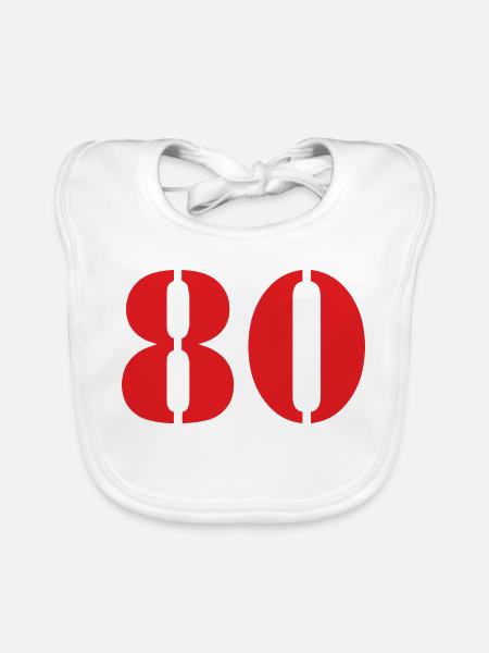 80. 80 JAHRE. 80. JUBILÄUM. 80-JAHRES-JUBILÄUM. - Baby Bio-Lätzchen - Weiß - Vorne
