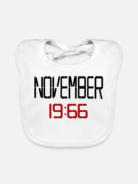 60. Geburtstag November 1966 - Baby Bio-Lätzchen - Weiß - Vorne