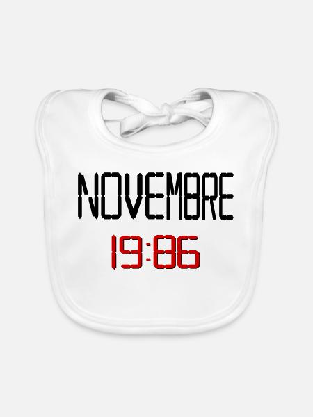 Geburtstag, November 1986 Französisch - Baby Bio-Lätzchen - Weiß - Vorne