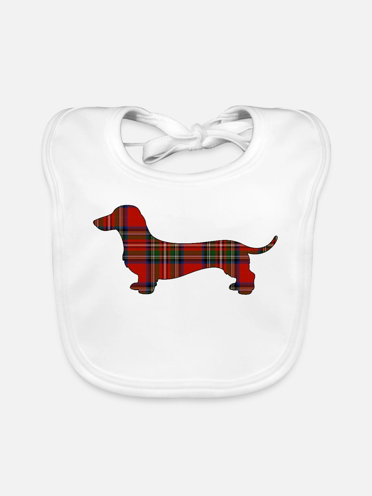 Tartan-Wursthund | Pyrenäenlinien-Labor - Baby Bio-Lätzchen - Weiß - Vorne