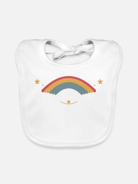 Pastellregenbogen mit Sternen - Baby Bio-Lätzchen - Weiß - Vorne